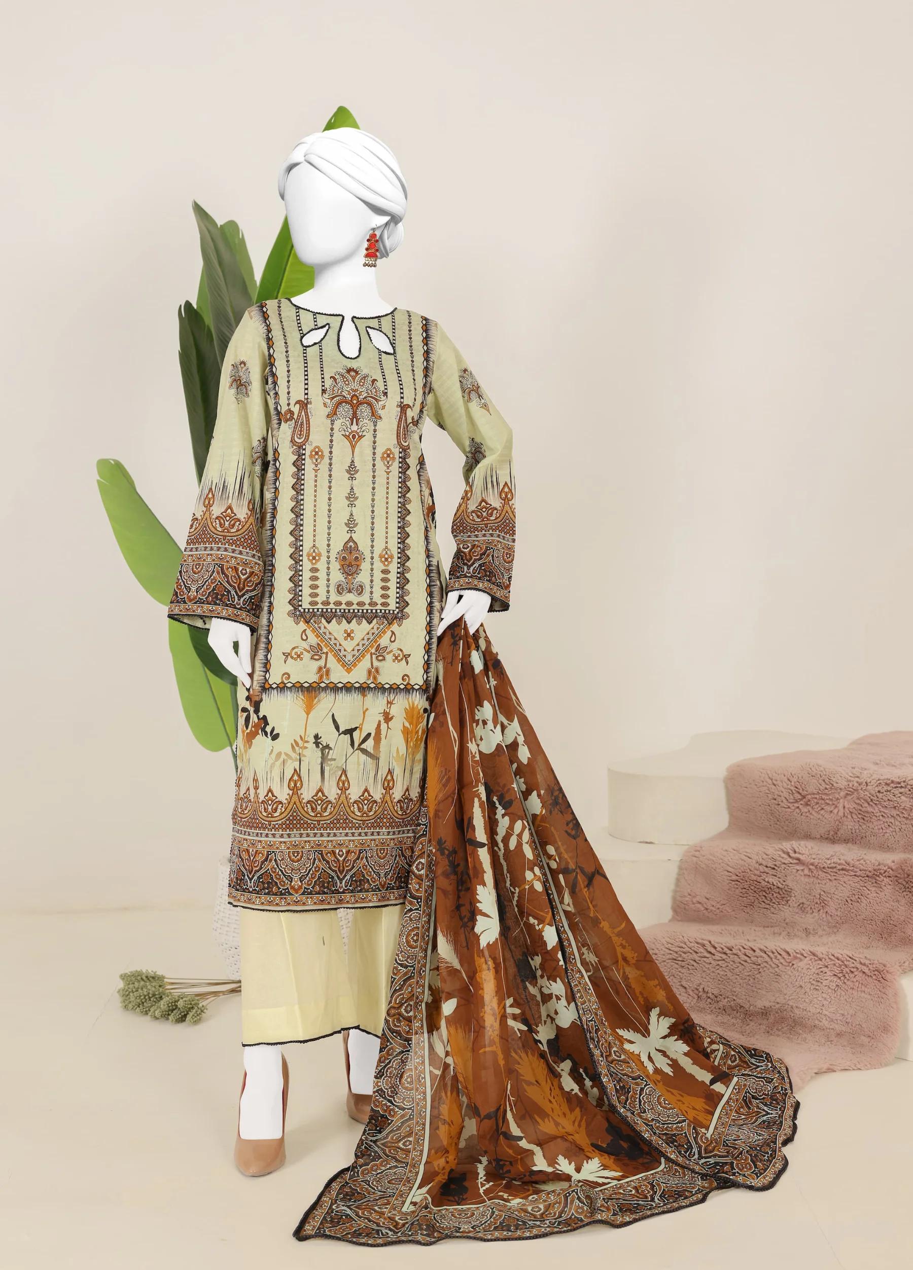 Murashi by Virsa Unstitched Doria Lawn 3 Piece Suit – D-01 | Summer Collection