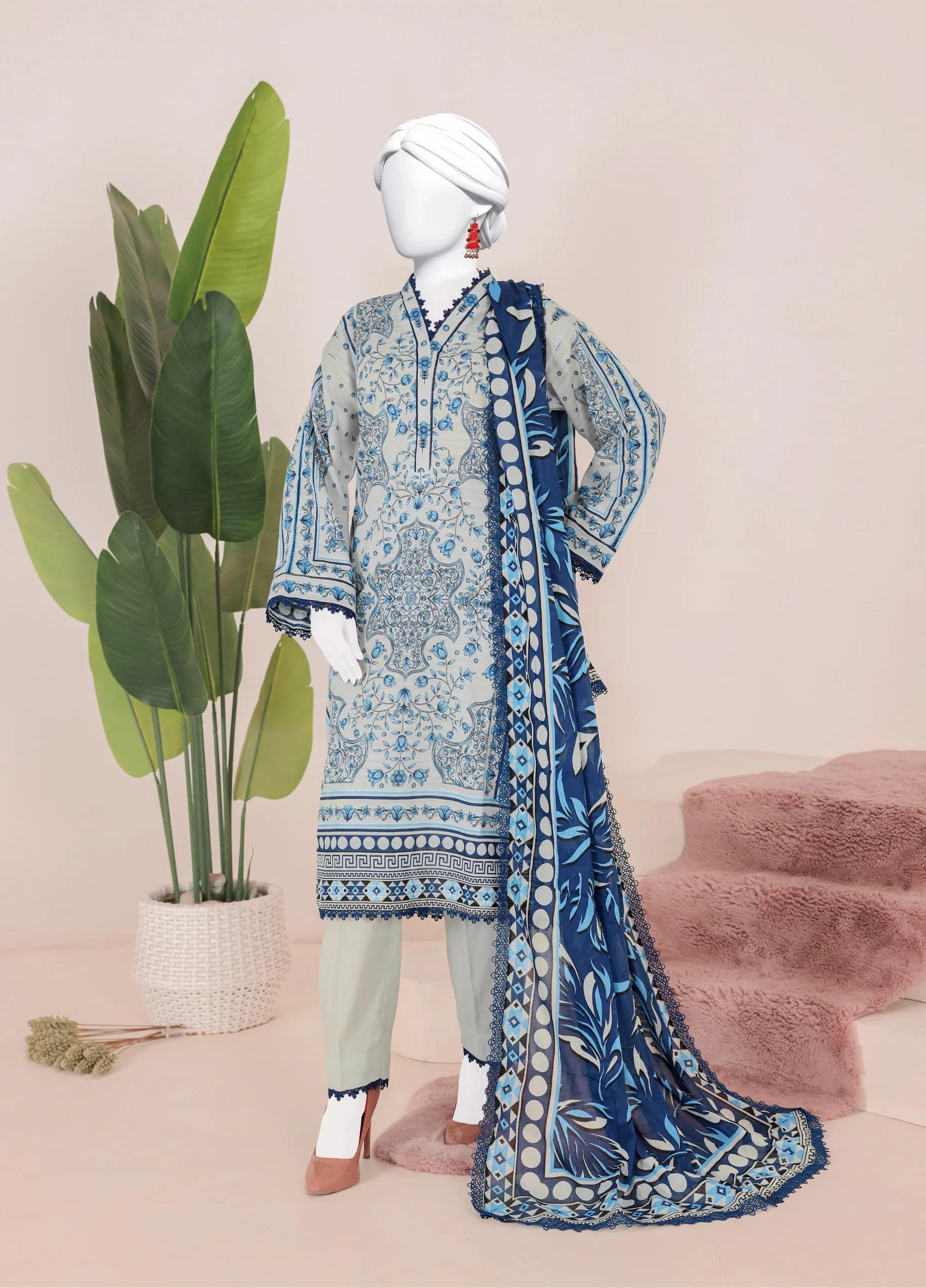 Murashi by Virsa Unstitched Doria Lawn 3 Piece Suit – D-12 | Summer Collection