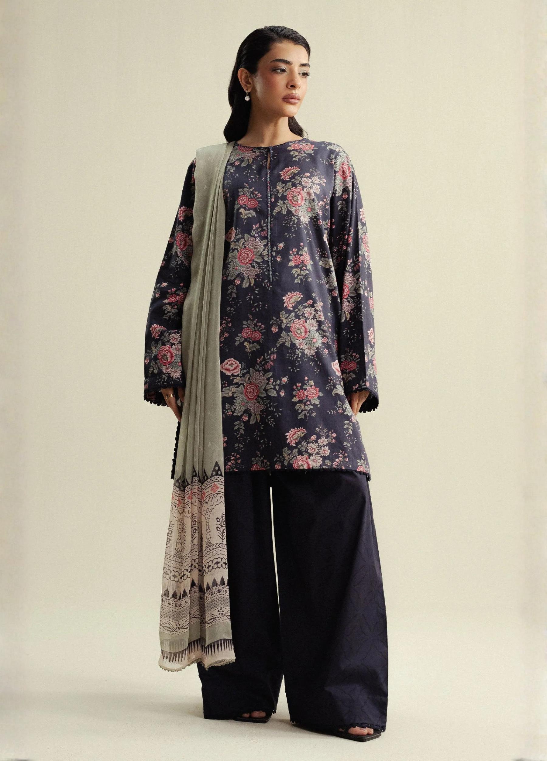 COCO By Zara Shahjahan Printed 3 Piece Suit – Summer Collection (Art: Aster-4B)