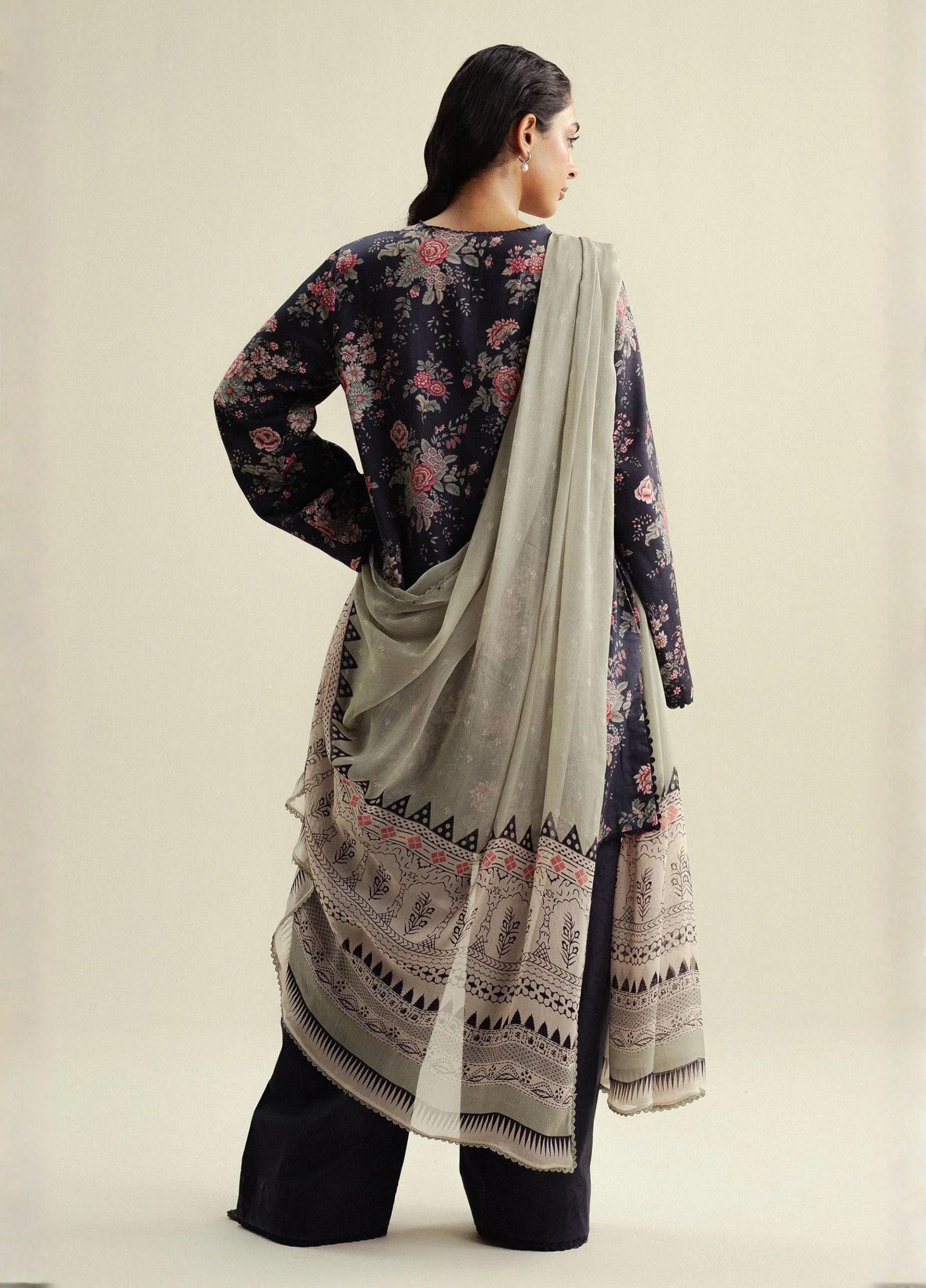 COCO By Zara Shahjahan Printed 3 Piece Suit – Summer Collection (Art: Aster-4B)
