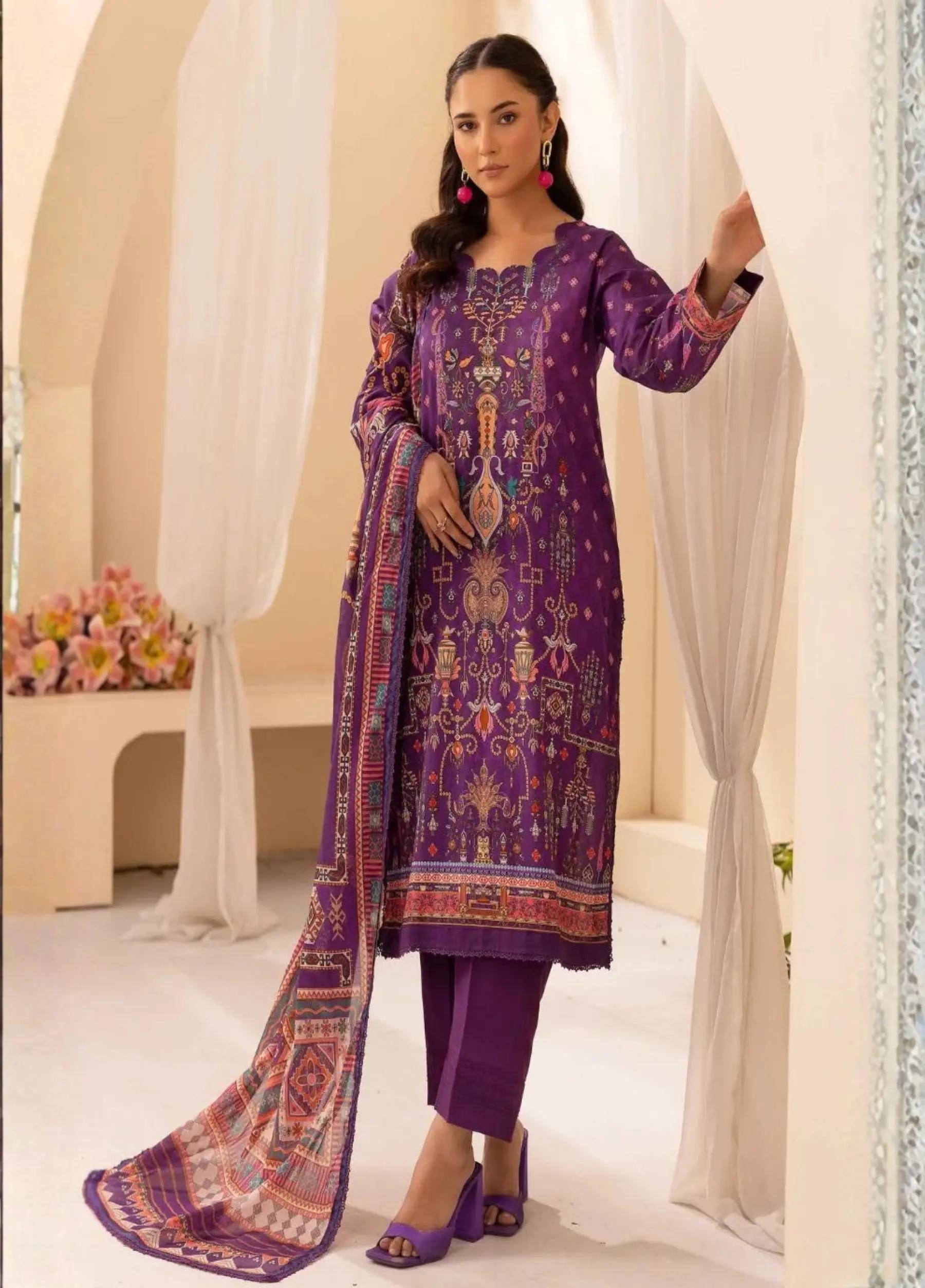 Raiha Unstitched Luxury Lawn Vol-4 – 3 Piece Suit – Article No. R3143-140