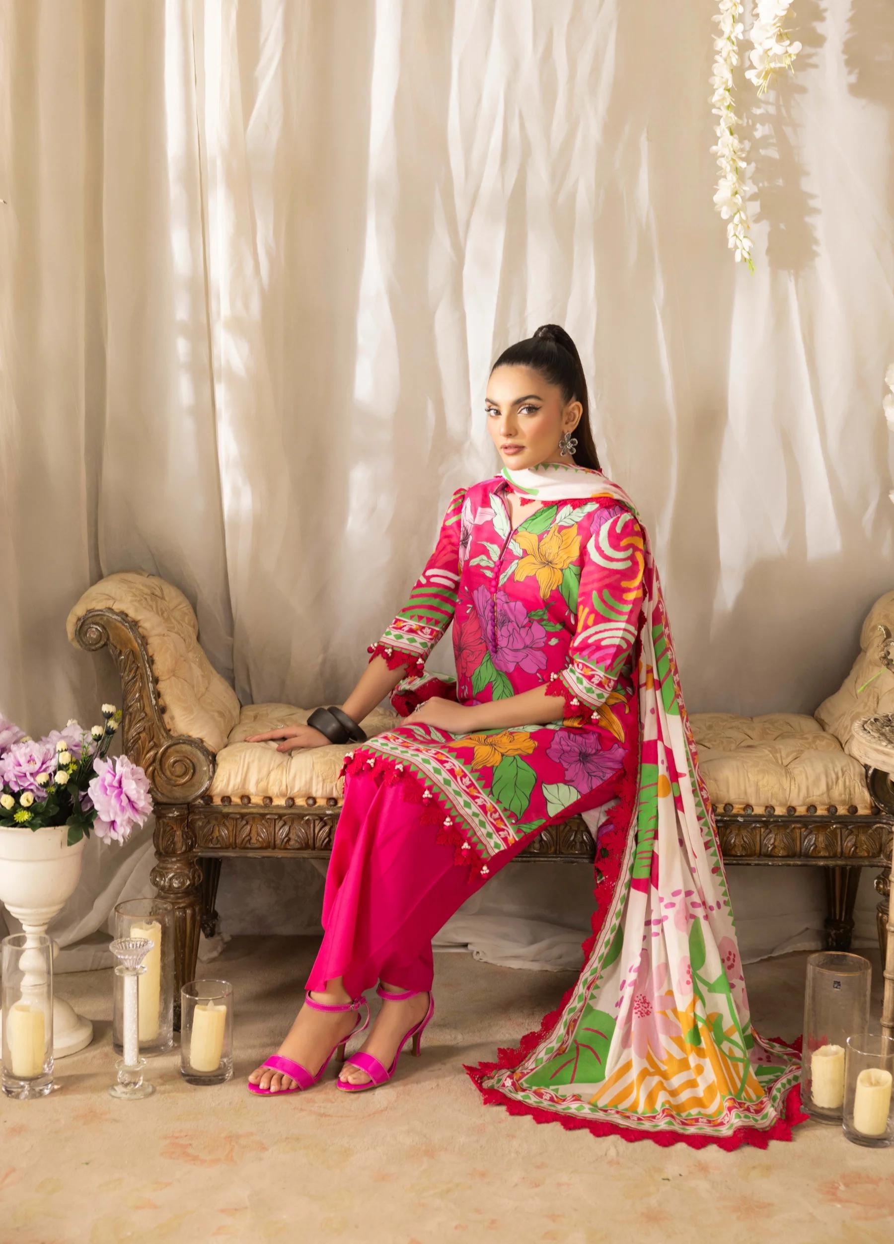 Naqsh by Rangreza Summer Glow Luxury Lawn Unstitched 3-Piece Suit – Article 00155 - Image 3